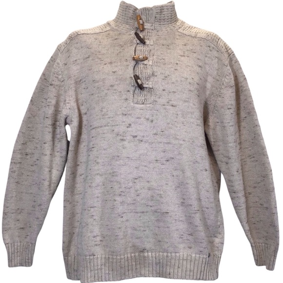 JB Holt Lincoln Mens Henley Sweater Size XL Elbow Patch Woodeon Toggle Academia - Picture 15 of 16